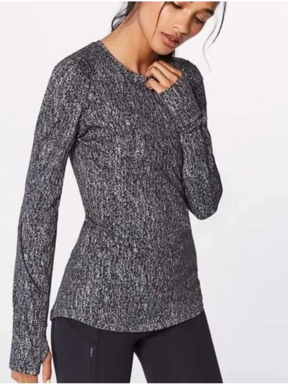 lululemon athletica Heathered Black Extra Mile Long-Sleeve Crew Top